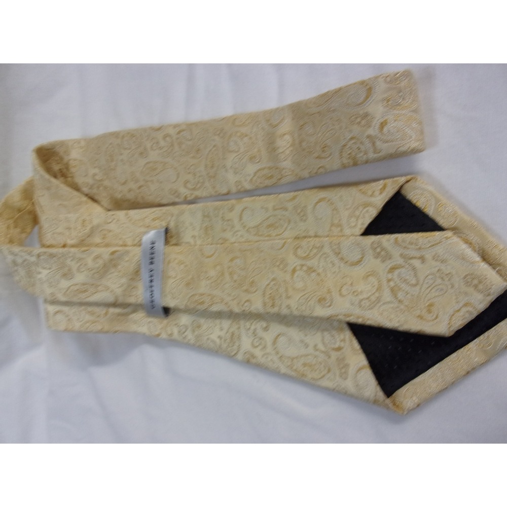 Geoffrey Beene Necktie Yellow Paisley Silk Men's Fashion Dress Tie - Picture 5 of 5